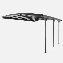 Extension de carport de 15m² en aluminium anthracite et polycarbonate - Extension Le Mans 5x3m - abri de voiture
