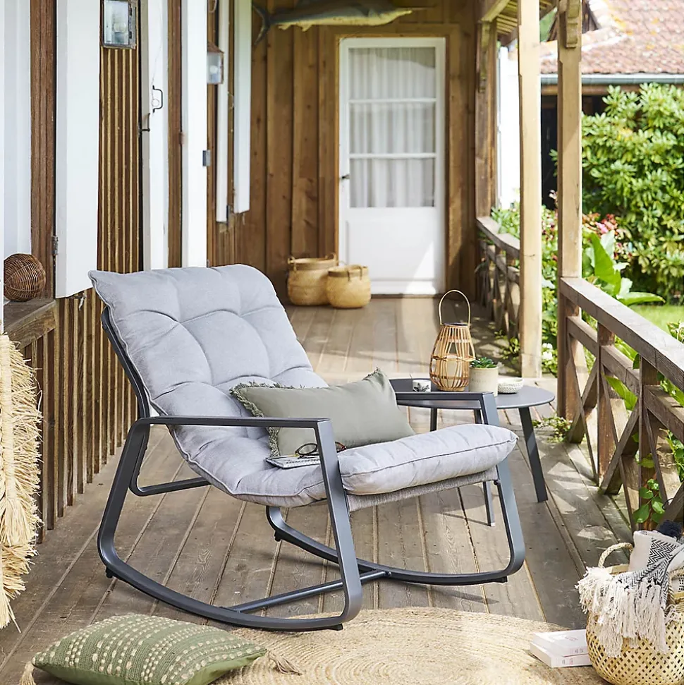 Fauteuil à bascule de jardin Felinio gris - Hespéride