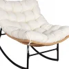 Fauteuil à bascule papasan avec coussin intérieurextérieur "Papaya" Beige