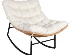 Fauteuil à bascule papasan avec coussin intérieurextérieur "Papaya" Beige