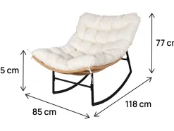 Fauteuil à bascule papasan avec coussin intérieurextérieur 