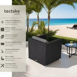 Fauteuil de jardin en rotin résistant idéal à combiner noir