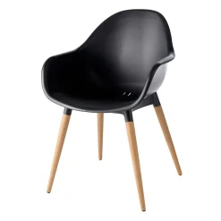 Fauteuil de jardin GoodHome Kiwee en plastique recyclé - Coloris noir - Hauteur 84 cm