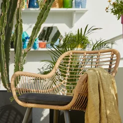 Fauteuil de jardin GoodHome Apolima en acier - Coloris marron - Hauteur 80 cm