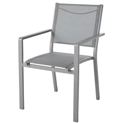 Fauteuil de jardin GoodHome Batz en aluminium et polyester - Coloris gris acier - Hauteur 86 cm