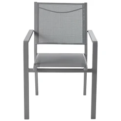 Fauteuil de jardin GoodHome Batz en aluminium et polyester - Coloris gris acier - Hauteur 86 cm