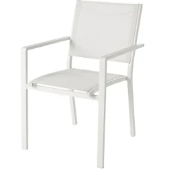 Fauteuil de jardin GoodHome Batz en aluminium et polyester - Coloris blanc éclatant - Hauteur 86 cm