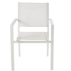 Fauteuil de jardin GoodHome Batz en aluminium et polyester - Coloris blanc éclatant - Hauteur 86 cm