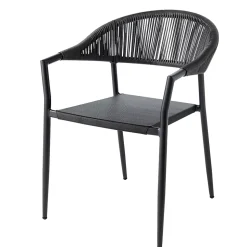 Fauteuil de jardin GoodHome Coline en aluminium et polyester - Coloris noir - Hauteur 79 cm