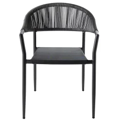 Fauteuil de jardin GoodHome Coline en aluminium et polyester - Coloris noir - Hauteur 79 cm