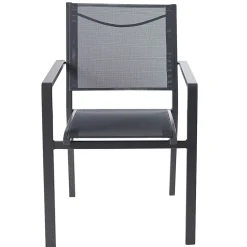 Fauteuil de jardin GoodHome Batz en aluminium et polyester - Coloris noir ébène - Hauteur 86 cm