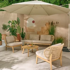Fauteuil de jardin Hania en bois d'eucalyptus et aluminium GoodHome
