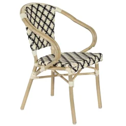 Fauteuil de terrasse bistrot parisien en aluminium et rotin noir Oviala
