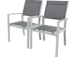 Fauteuil jardin AluTextilène "Tropic" Phoenix Gris foncé Lot de 2