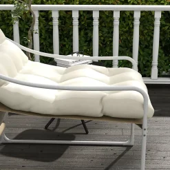 Fauteuil lounge de jardin avec coussin acier époxy polyester blanc beige crème