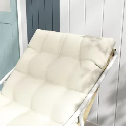 Fauteuil lounge de jardin avec coussin acier époxy polyester blanc beige crème