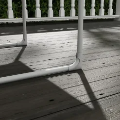 Fauteuil lounge de jardin avec coussin acier époxy polyester blanc beige crème