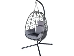 Fauteuil oeuf suspendu en rotin "Cosi" 99 x 92 x 194 cm Gris