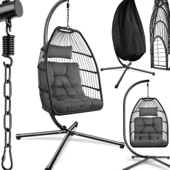 Fauteuil suspendu avec structure et coussin jusqu'à 160kg