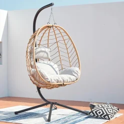 Fauteuil suspendu en résine effet rotin naturel - LIMA