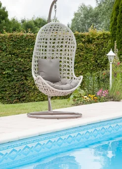 Fauteuil œuf suspendu Futuna Jardiline blanc l.80 x P.60 x H.180cm