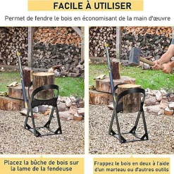 Fendeur de bois de chauffage fendeuse à bois manuelle en acier