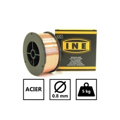 Fil acier SG2 0.8mm 5kg Soudage MIG-MAG Bobine diamètre 200mm INE