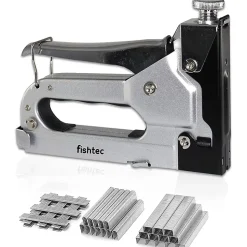 FISHTEC - Agrafeuse cloueuse 3 en 1 - Réglable - 1200 agrafes et clous inclus - Pour murs, câbles et bricolage - Corps métal