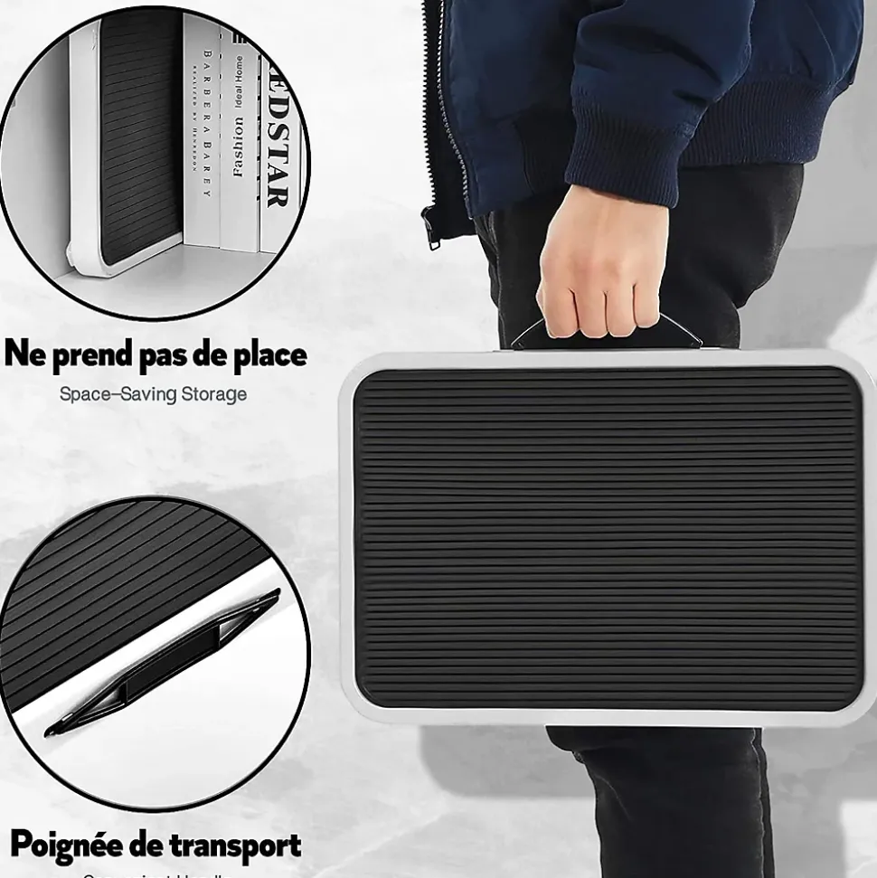 FISHTEC - Marchepied pliant antidérapant 150 kg - 46x32x17 cm - Acier - Patins caoutchouc - Compact 4 cm