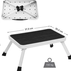 FISHTEC - Marchepied pliant antidérapant 150 kg - 46x32x17 cm - Acier - Patins caoutchouc - Compact 4 cm