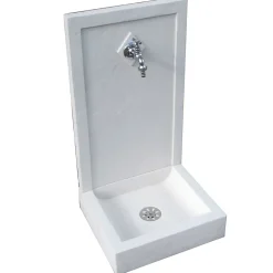 Fontaine de jardin Avalon blanche en pierre reconstituée H.76 cm