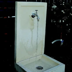 Fontaine de jardin Avalon blanche en pierre reconstituée H.76 cm