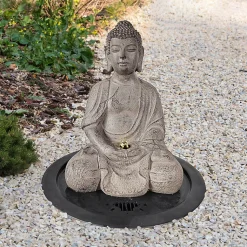 Fontaine de jardin Bouddha LED 52x68 cm avec pompe 250L/h Art-Pond