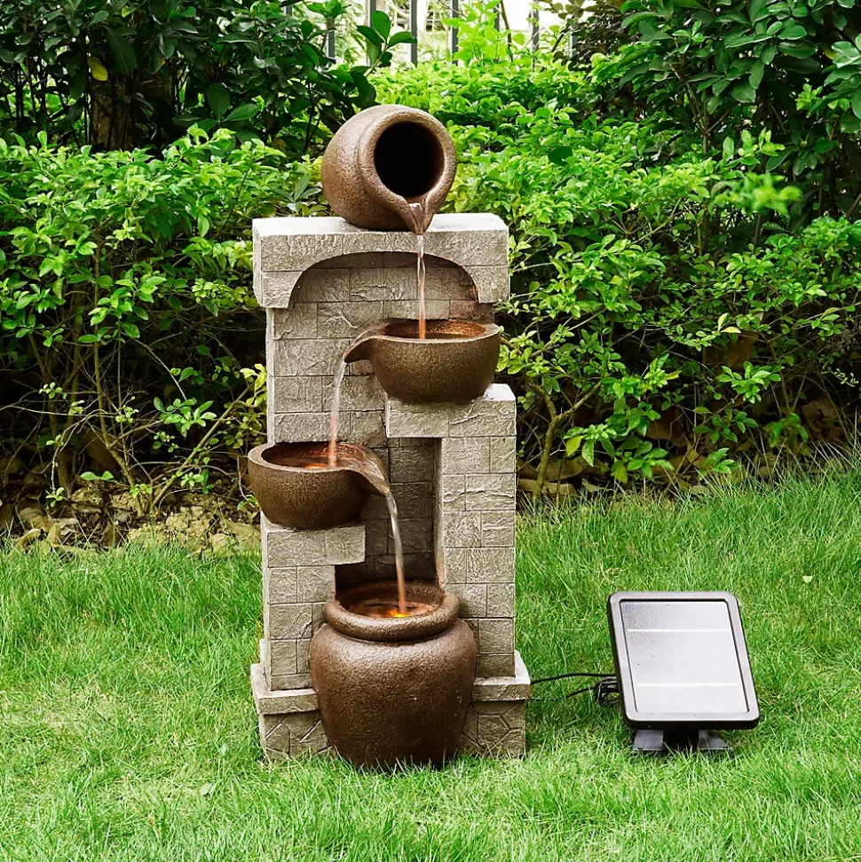 Fontaine solaire LED en polyrésine, marron Teamson Home