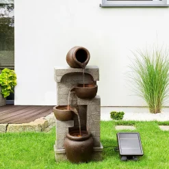 Fontaine solaire LED en polyrésine, marron Teamson Home
