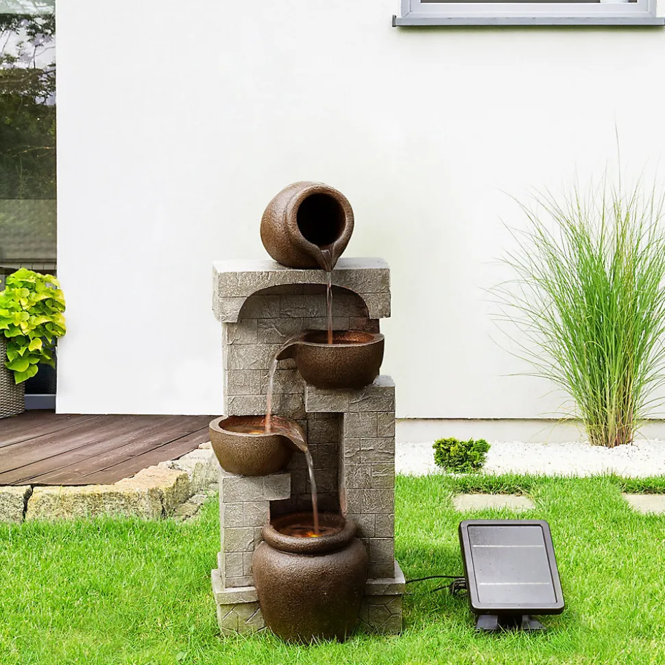 Fontaine solaire LED en polyrésine, marron Teamson Home