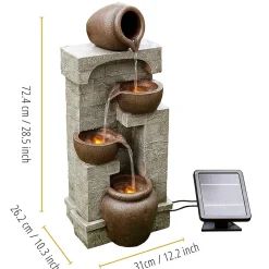 Fontaine solaire LED en polyrésine, marron Teamson Home