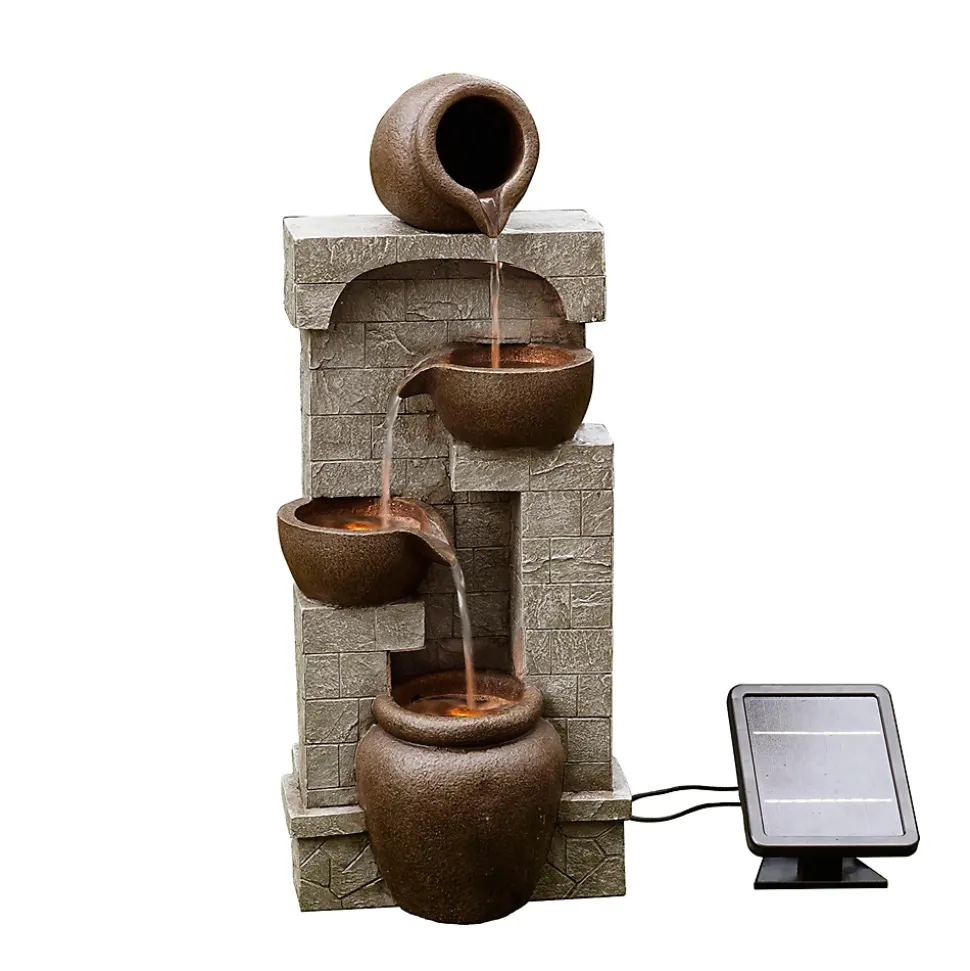 Fontaine solaire LED en polyrésine, marron Teamson Home