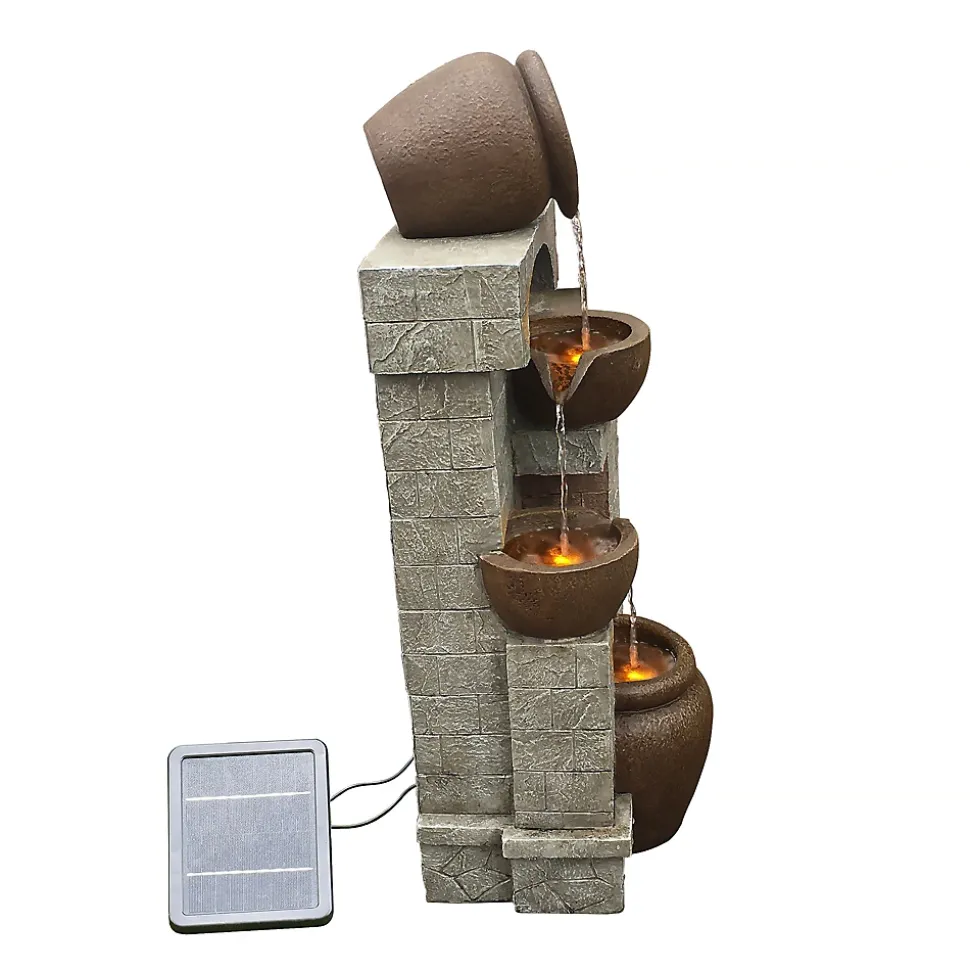 Fontaine solaire LED en polyrésine, marron Teamson Home