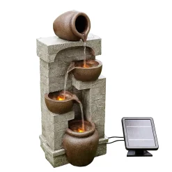 Fontaine solaire LED en polyrésine, marron Teamson Home