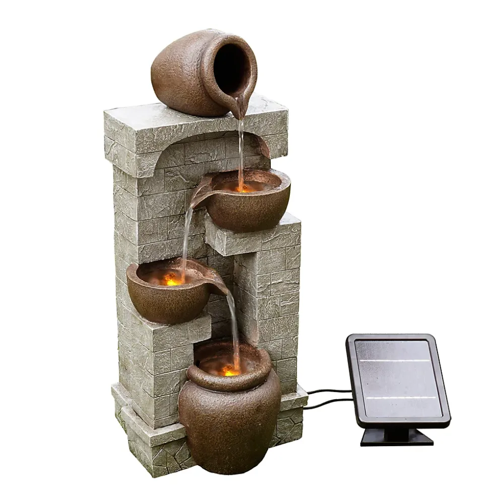 Fontaine solaire LED en polyrésine, marron Teamson Home