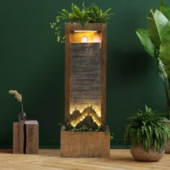 Fontaine XL Luminis intérieur/extérieur 127cm polyrésine cuivre, LED blanc chaud, pompe 1100L/h