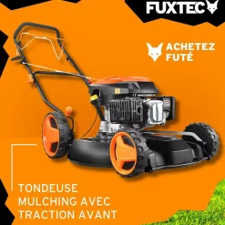 Fuxtec tondeuse à gazon thermique mulching autotractée 196cm3 largeur de coupe 51cm redonne du tonus à votre pelouse