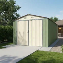Garage acier galvanisé 18m² double porte latérale X-Metal - Vert
