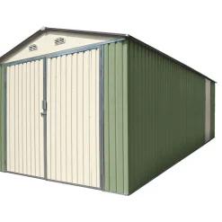 Garage acier galvanisé 18m² double porte latérale X-Metal - Vert