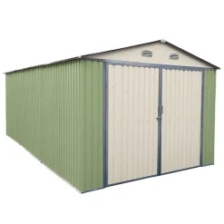 Garage acier galvanisé 18m² double porte latérale X-Metal - Vert