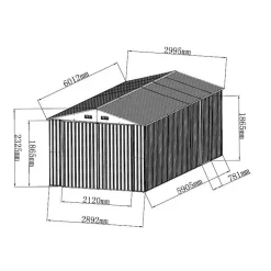 Garage acier galvanisé 18m² double porte latérale X-Metal - Vert