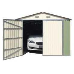 Garage acier galvanisé 18m² double porte latérale X-Metal - Vert