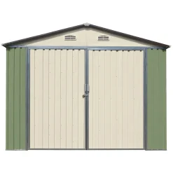 Garage acier galvanisé 18m² double porte latérale X-Metal - Vert
