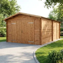 Garage bois massif traité 20,35m² Gardy Shelter avec toit bitumé